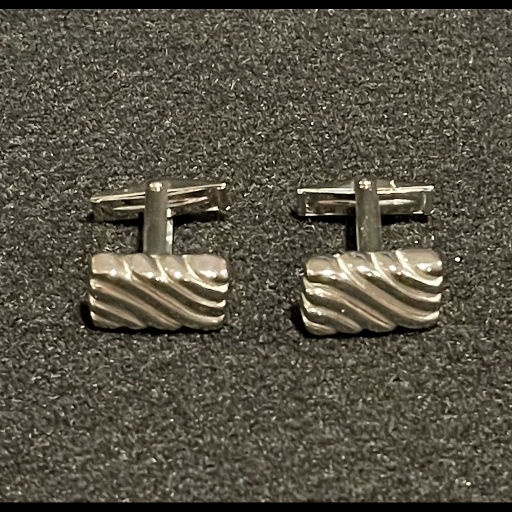 Sterling Silver Rectangular Cuff Links - image 3